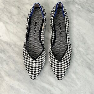 NEW Rothy’s The Point - “Picnic” Ballet Flats - Black & White Plaid Houndstooth